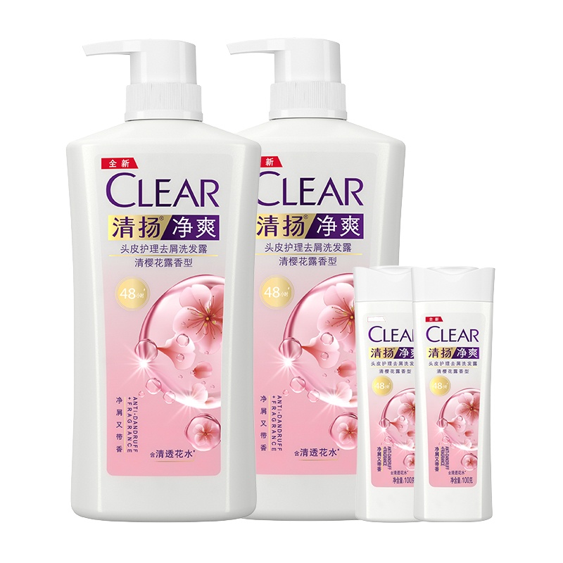 清扬(CLEAR)去屑洗发露净爽头皮护理清樱花沁爽型720G*2+100G*2[联合利华]