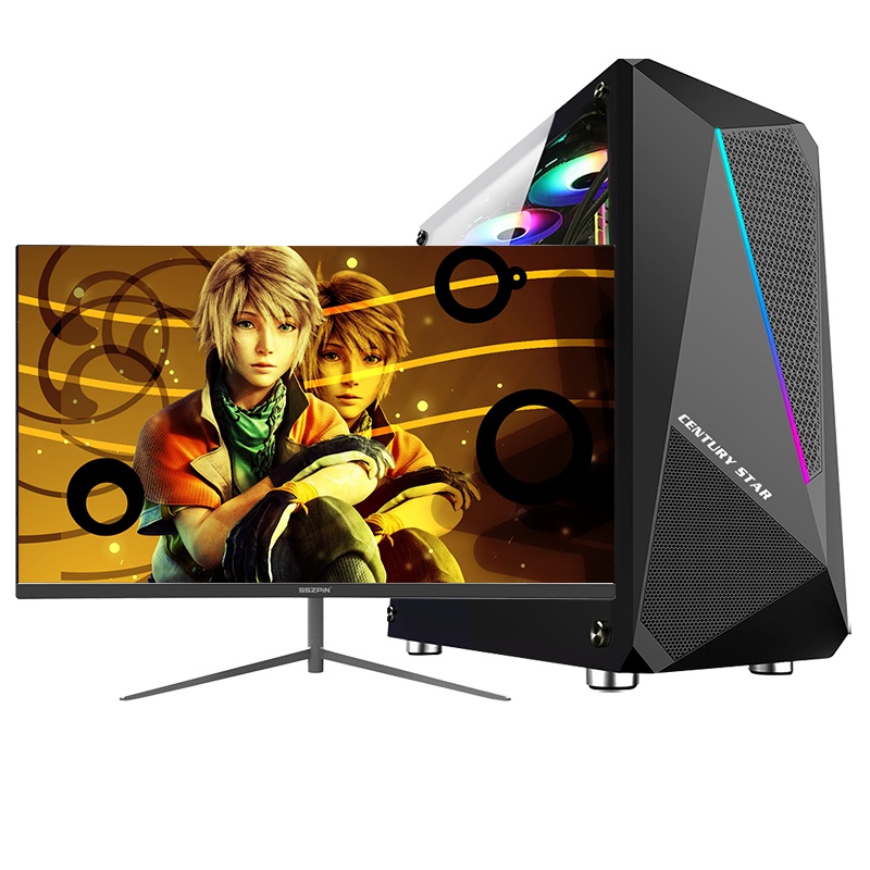 世纪之星 酷睿i3/AMD Radein 游戏独显/4GB内存/128GB固态 家用办公商用娱乐学生网课 游戏电脑 台式机 电脑主机 台式电脑 DIY组装机 组装电脑+19英寸全套