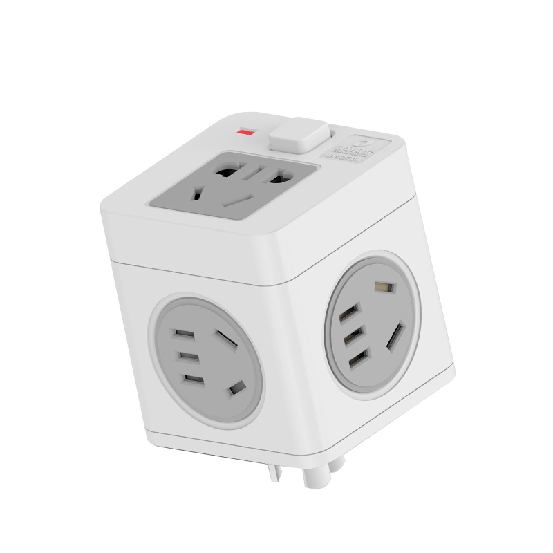 海锚魔方插座转换器插头无线插排插板面板多孔用多功能插座不带线HM-106(灰色)