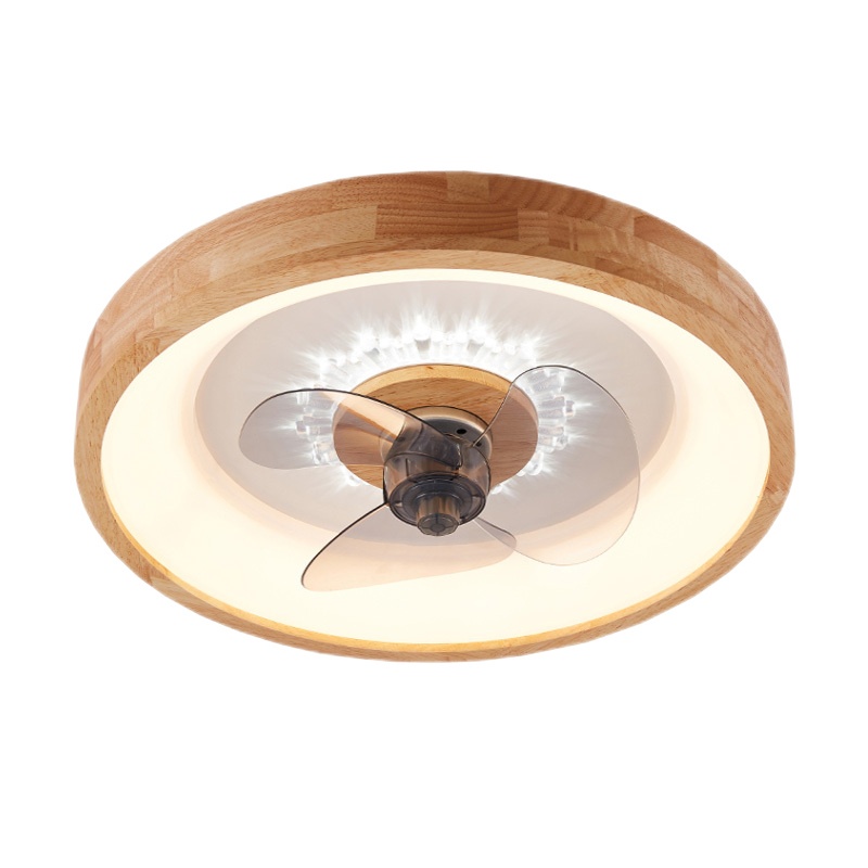 北欧原木风扇吸顶灯静音简约现代日式餐厅灯卧室灯隐形吊扇电扇灯