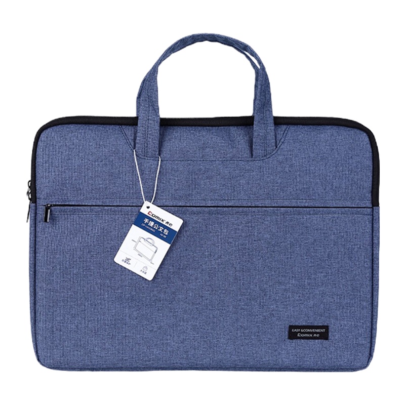 齐心(comix)A8166便携式公文包 大容量事务包 商务电脑包会议包 公文袋 帆布包 文件袋 加宽型 蓝(XF)