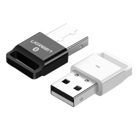 绿联usb4.0蓝牙适配器接收器电脑台式机无线耳机音箱音频发射器台式机连接蓝牙4.1/4.2/5.0 白色便携款 有挂孔