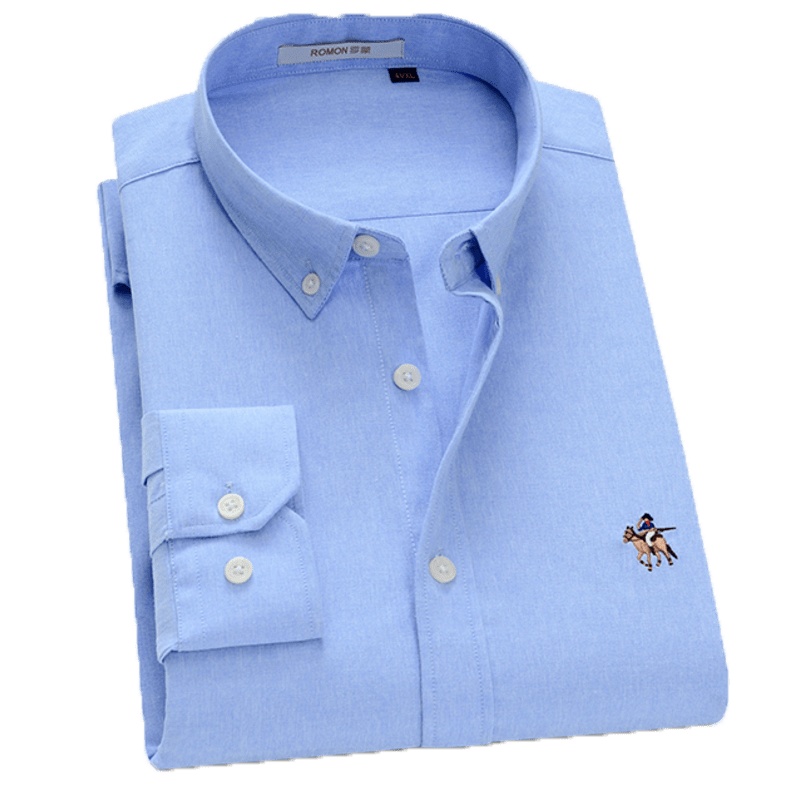 恒源祥衬衫男春季青年上衣商务休闲时尚LOGO衬衣中年男