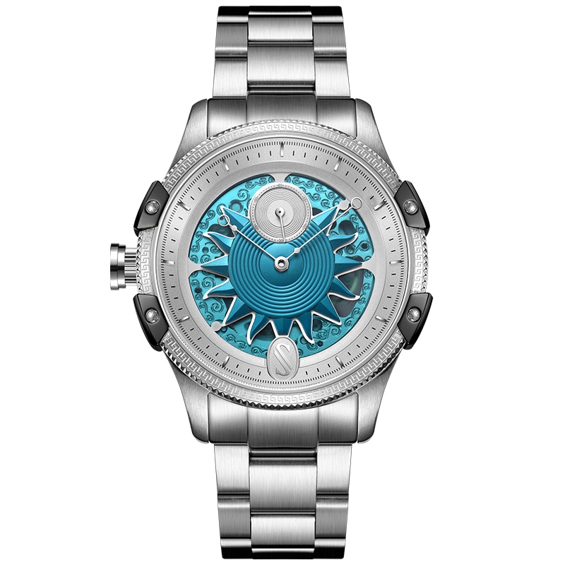 史尼嘉(SNIICA)意大利品牌手表男全自动机械表男士镂空防水皮带腕表欧美时尚潮流手表达芬奇8026M