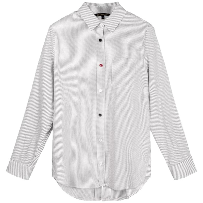 【热卖】拉夏贝尔条纹衬衣女2018春季新款韩范学生文艺日系衬衫小清新寸衫10015983