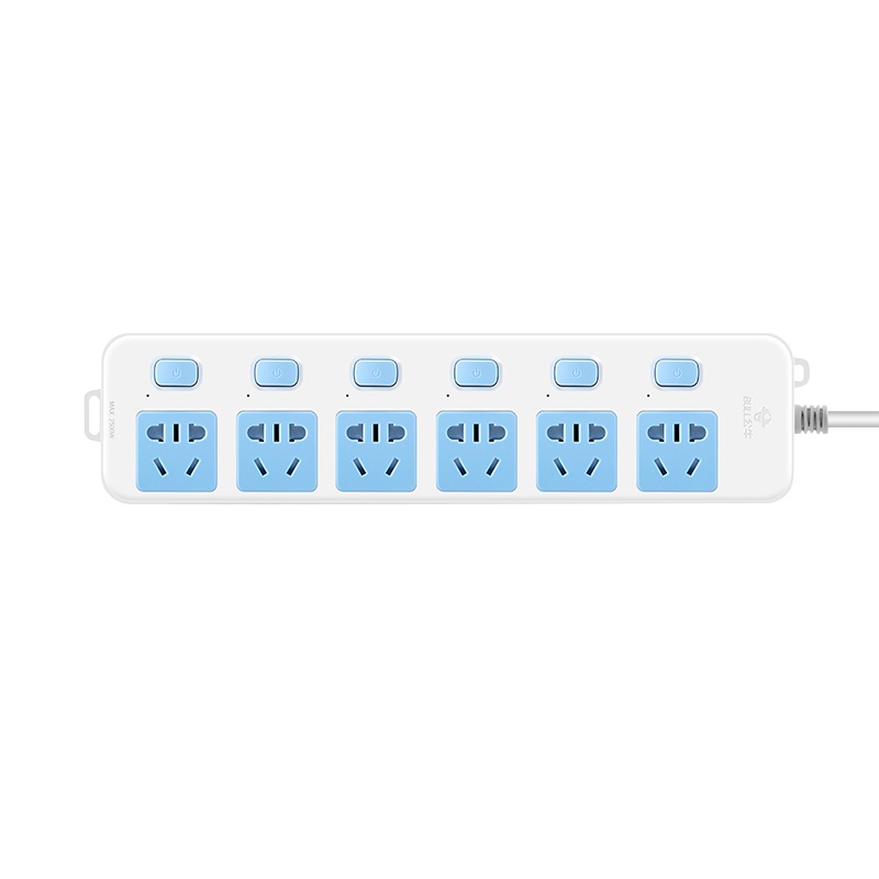 公牛(BULL)GN-317六位插孔独立开关全长1.8米新国标大孔间距线芯加粗带保护门插线板接线板拖线板