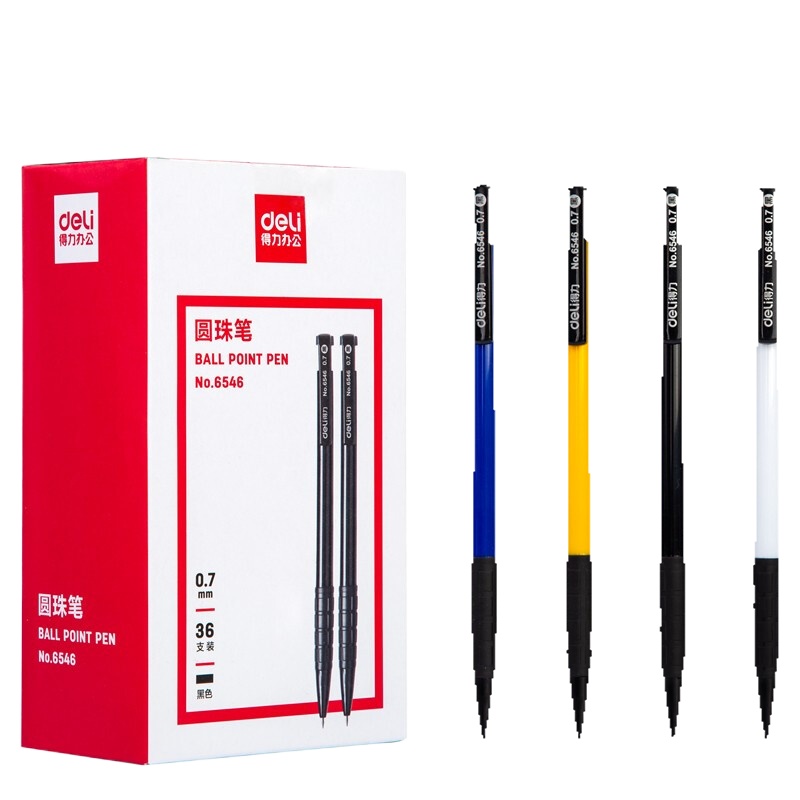 得力/deli 按动圆珠笔 6546 36支装 混色