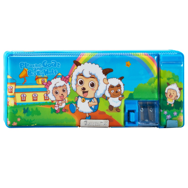 广博(GuangBo)4524双面塑料文具盒 多功能双开卡通铅笔盒幼儿园小学生男孩女孩含削笔刀1-3年级笔盒 文具盒