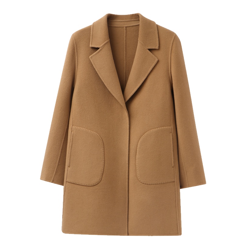 恒源祥女士毛呢大衣秋冬款双面呢羊毛大衣毛呢女大码纯色外套