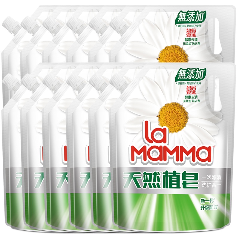La妈妈壹选无添加天然植皂酵素袋装1kg*12 皂液洗衣液机洗威露士出品