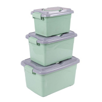 收纳箱塑料儿童衣物储蓄储物箱玩具整理箱有盖车载零食盒收纳盒 紫色 [B款小号26*20*15.5]