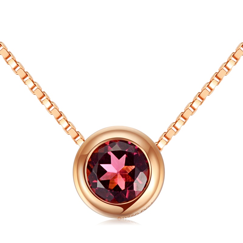 Ryual 18K金碧玺吊坠 K镶嵌宝石吊坠彩宝吊坠套链女士款送恋人女友