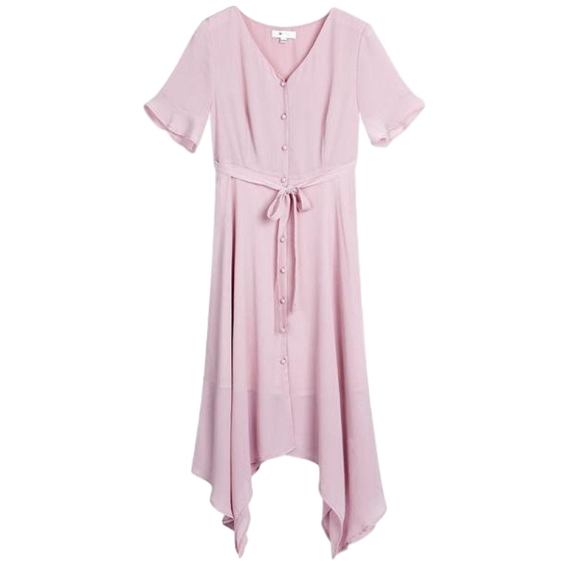 7.Modifier不对称小心机V领连衣裙新款显瘦性感收腰少女裙子女