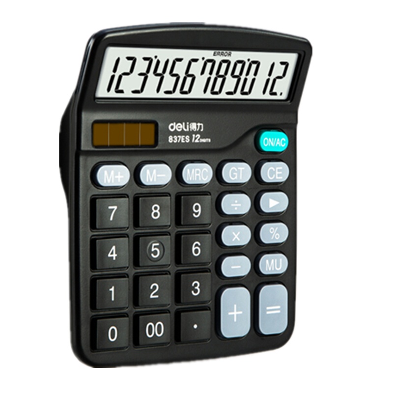 得力(deli)双电源桌面办公计算器 837ES 12位大屏幕桌面计算机 办公文具用品