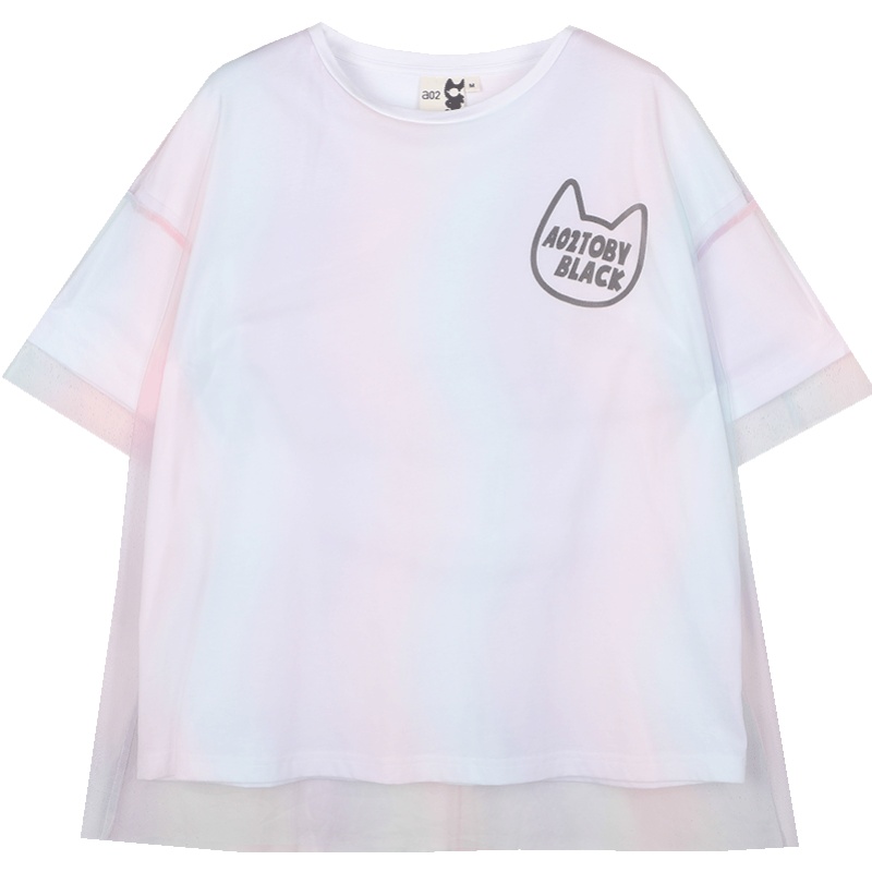 a02新款2020夏季敲温柔马卡龙渐变色网纱仙女短袖T恤DTV2D0631KT