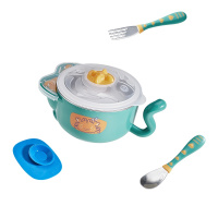 babycare辅食碗 儿童餐具宝宝防摔碗吸盘碗辅食碗勺套装 婴儿注水保温碗套装 雀湖绿 三件套