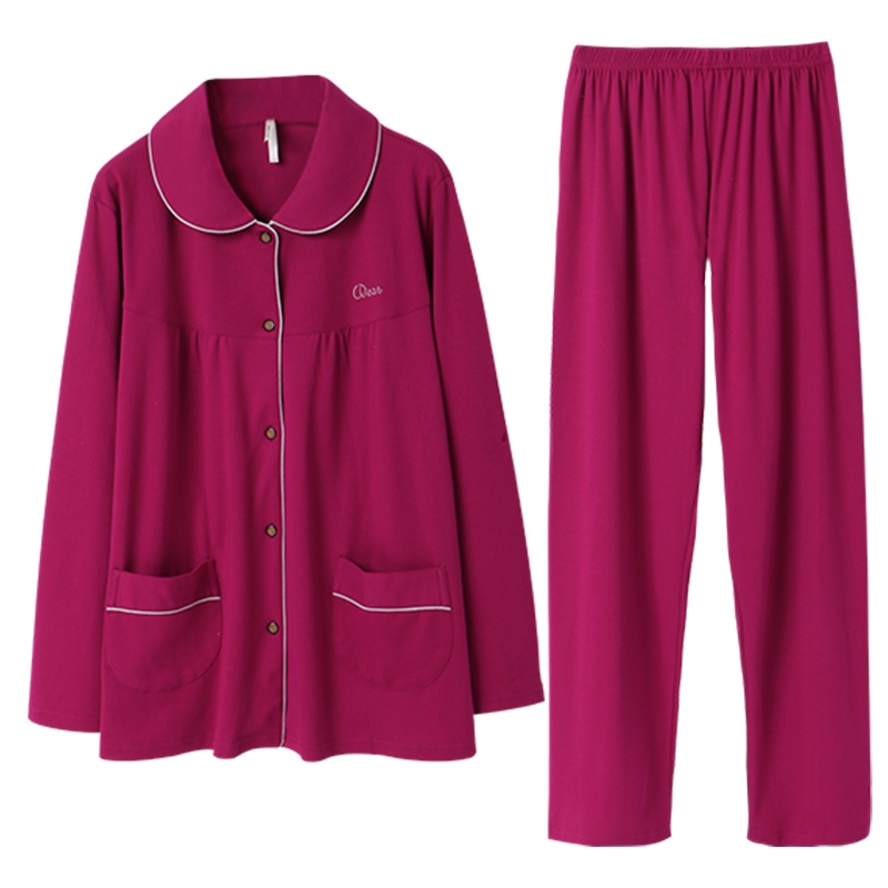 秋季新品针织纯棉长袖甜美开衫套装薄款女士家居服睡衣