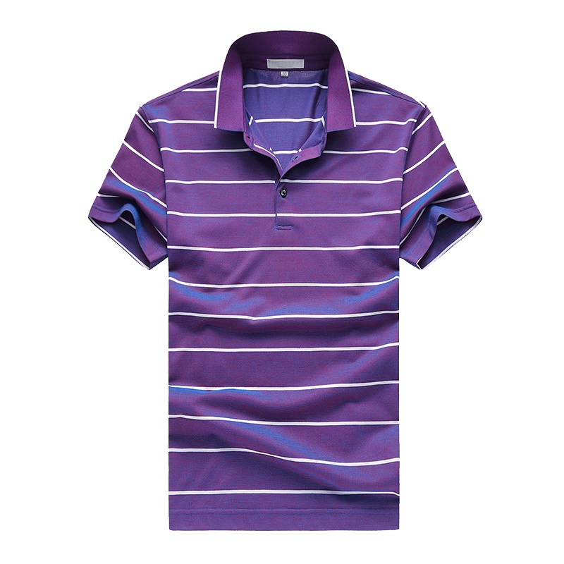 花花公子翻领短袖条纹POLO衫中青年棉质横条纹宽松夏装上衣