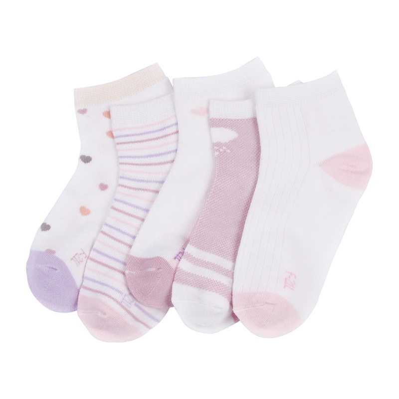 红豆(HODO)中大童儿童短袜2019年夏季女童A类宝宝其他棉四季居家平角儿童袜5双装