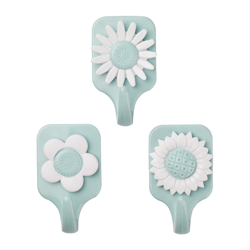 茶花(CHAHUA)挂钩强力粘胶门后厨房浴室创意免钉小钩子衣墙壁无痕承重粘钩[简约小花一组3个]颜色随机