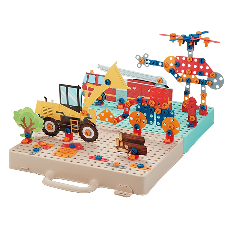 宝贝趣3D螺丝拼图工具箱儿童益智玩具拼图拆装电动玩具电钻工具台