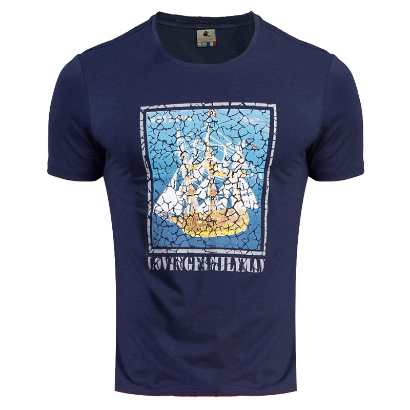 男短袖t恤纯棉修身圆领上衣学生夏季薄款印花时尚体恤衫男士上衣