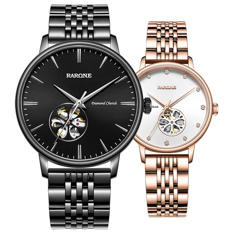 雷诺潮流时尚情侣对表百合镂空机械表正品86702989