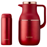 苏泊尔(SUPOR) 家用星辰系列保温壶套装水具 浆果红 内胆采用优质316L不锈钢双层抽真空技术 TK2058Q