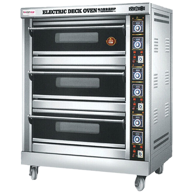 乐创 lecon 商用面包烤炉 380V专业大型披萨月饼蛋糕烘培三层六盘电烤箱 LC-J-YXE6