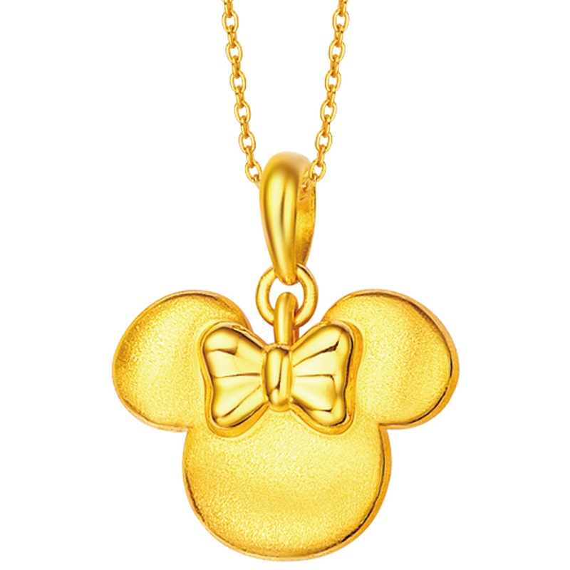 周大福首饰迪士尼经典米妮足金黄金吊坠R8766