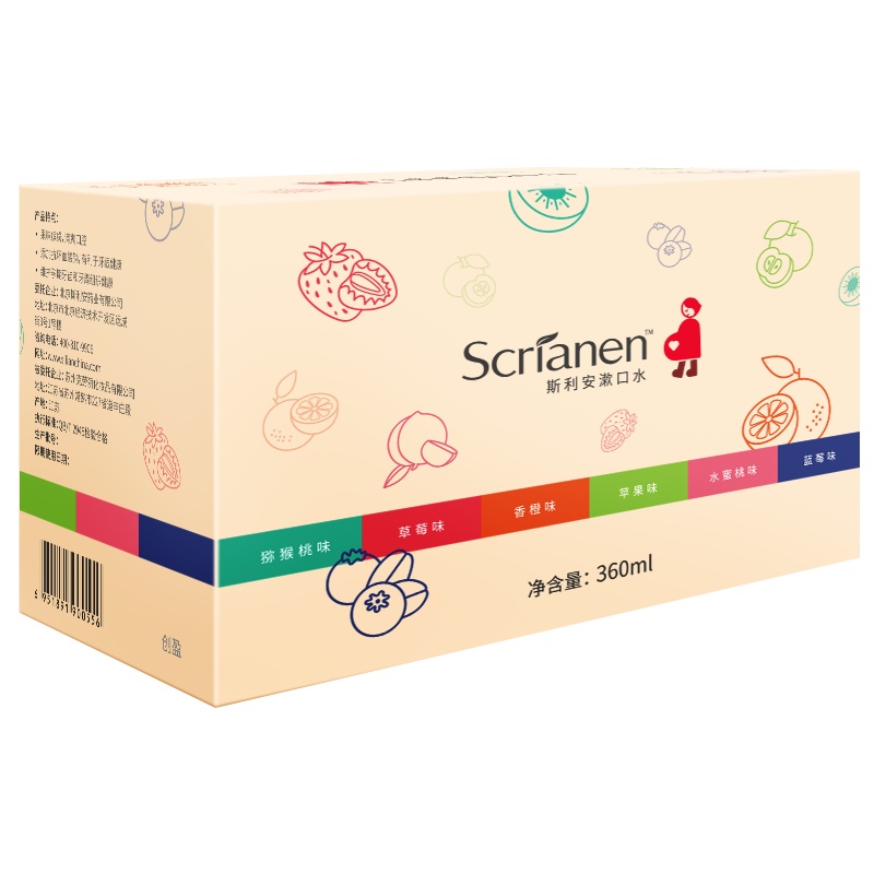 斯利安漱口水60ml*6瓶/盒(孕产妇适用) 6种口味温和无刺激 添加叶酸 改善孕妇孕期口腔