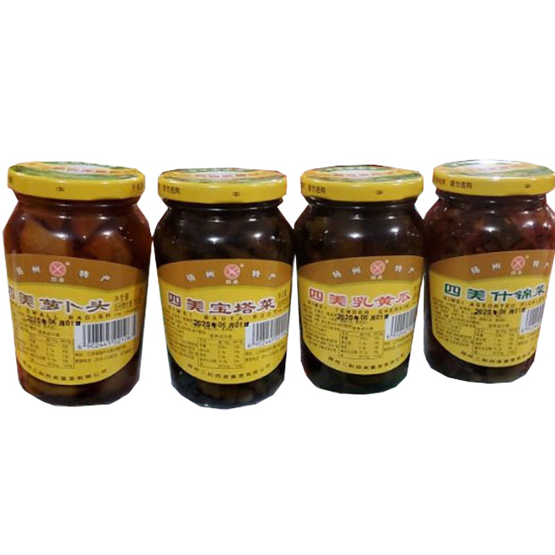 四美 酱菜(萝卜头,宝塔菜,乳黄瓜,什锦菜)375g*4瓶/盒