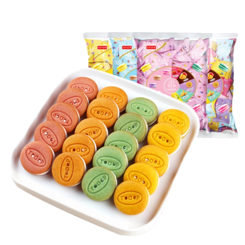 金语马卡龙法式饼干袋装芒果味、什锦味组合各一袋 338g*2袋