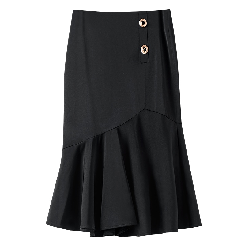 晚白2021春季新品简约纯色修身显瘦高腰鱼尾裙半裙职业半身裙女