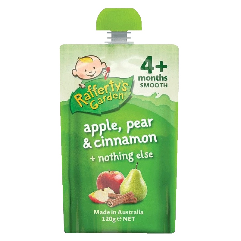 [临期清仓]Rafferty's Garden 婴儿辅食苹果梨和肉桂果泥4+120G