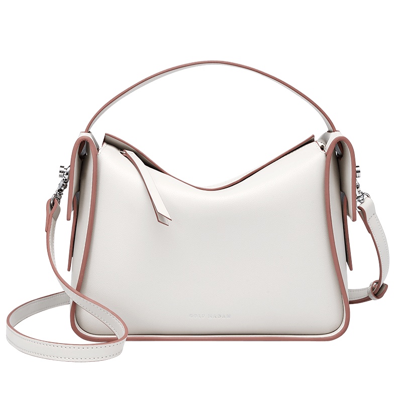 高尔夫GOLF撞色时尚水桶包优质牛皮优雅女士手提包大容量单肩斜挎包柔软耐磨女包