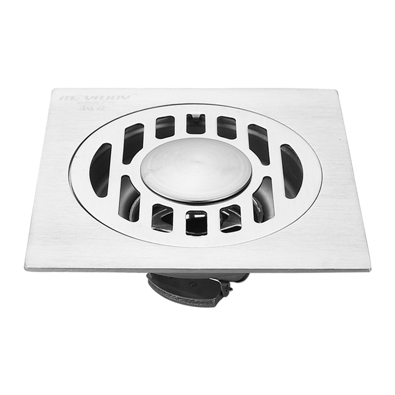 家韵10*10不锈钢拉丝面板防臭地漏洗衣机地漏 重力下水自封式地漏