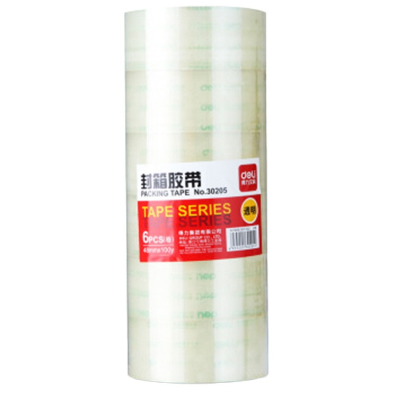 得力(deli) 得力30205 透明封箱胶带(48mm*100码)胶条 6卷每桶