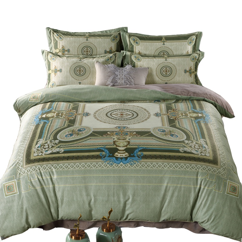 九氏Joesh冬季保暖四件套 2018新款数码印花舒暖匹马绒宝宝绒荷叶边保暖床上四件套