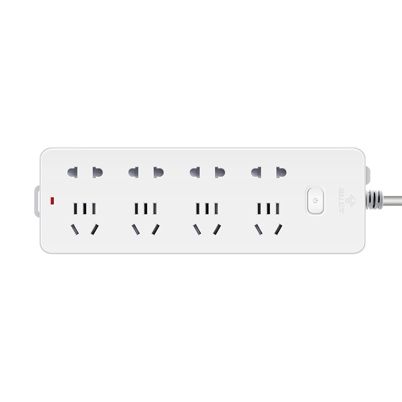 公牛(bull)GN-403-1.8米8位总控开关新国标大孔间距带儿童保护门插座/接线板/排插/拖线板/插排白色