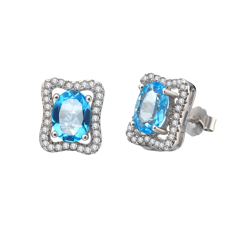 BF璀尚珠宝 昔颜 3.2克拉托帕石女士耳钉耳饰耳饰 C0061