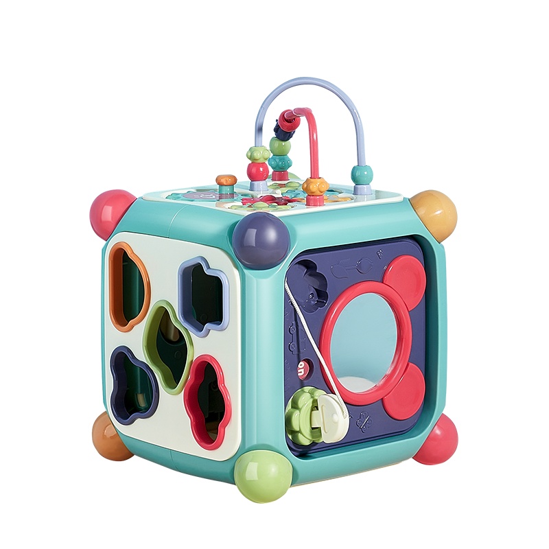 babycare六面盒1-3岁多功能宝宝玩具 形状配对认知积木早教益智屋 柯尼蓝 7390