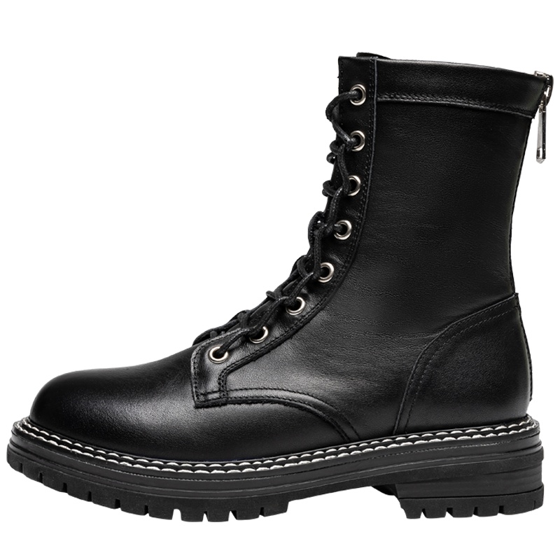 马克华菲女款靴子女休闲鞋粗跟女鞋高帮女鞋女士靴子女靴秋冬女鞋