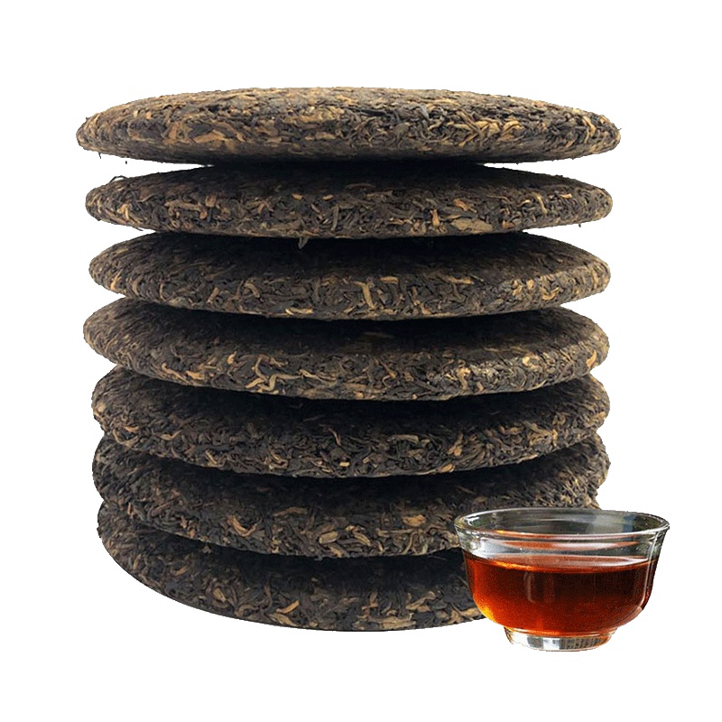 茗纳百川 云南七子饼茶3年陈古树普洱茶熟茶 饼茶特级勐海茶叶 天下共茗357克*7片整提2500g