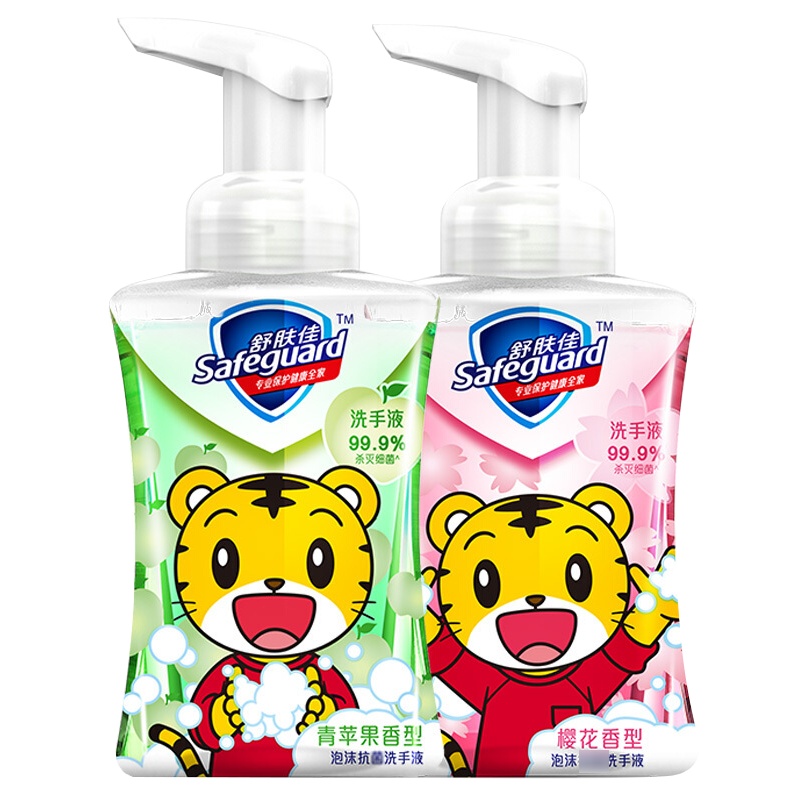 舒肤佳童趣版巧虎泡沫洗手液樱花225ml+苹果225ml 抑菌99.9% 洗去99.9%细菌 勤洗手