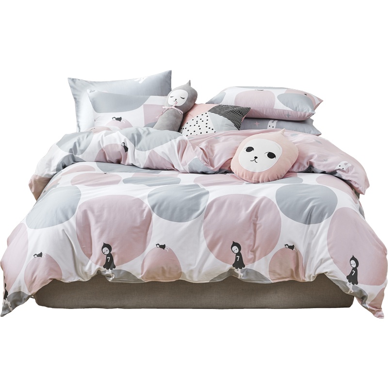 梦洁家纺 纯棉磨毛四件套全棉被套床单被罩四件套