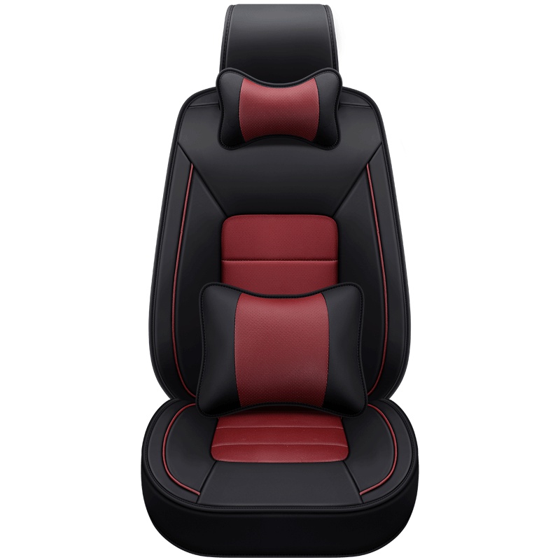 布雷什(BOLISH)五座四季通用汽车坐垫汽车座垫夏季坐垫皮革全包汽车座套车坐垫座椅套TY1801豪华款黑红色厂家直发