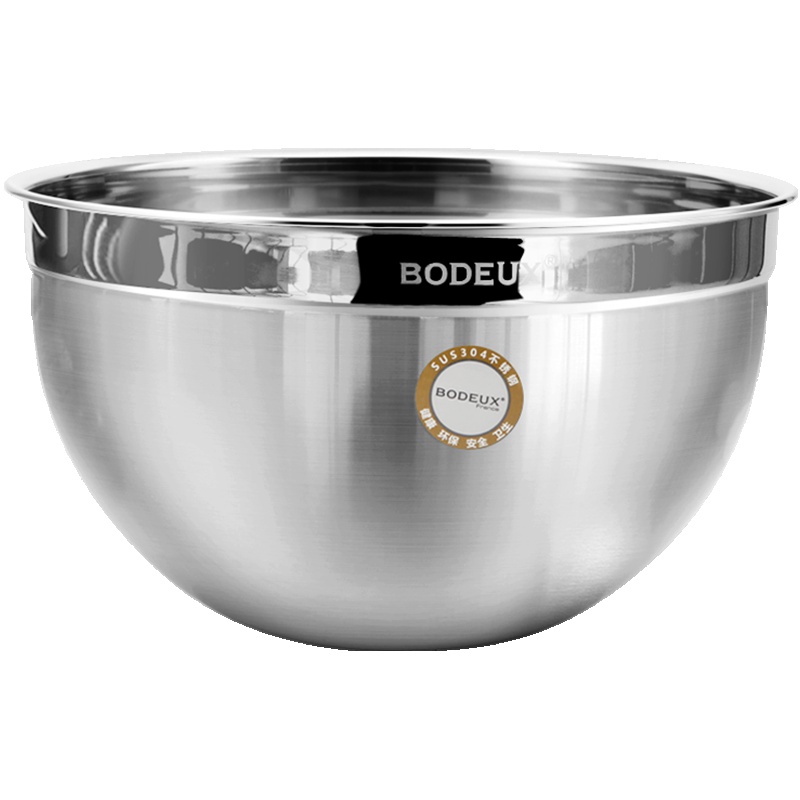 铂帝斯BODEUX 304不锈钢盆家用圆形餐盆汤盆洗菜调料盆打蛋和面盆