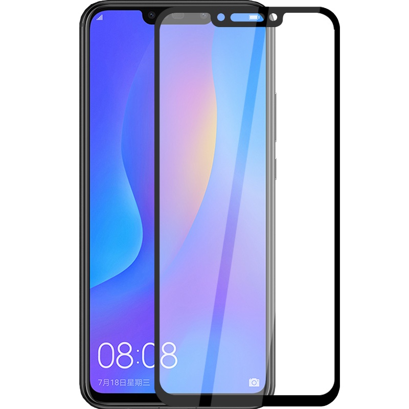 [买2送手机壳]轻万适用华为nova3i钢化膜honor全屏玻璃贴膜huawei黑色高清手机保护膜