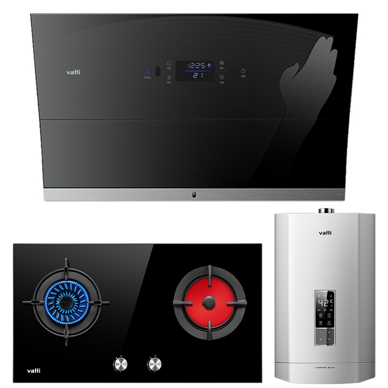 华帝(vatti)i11108+46B+i12052-16侧吸式抽油烟机燃气灶具热水器三件套 21立方挥手即开 天然气